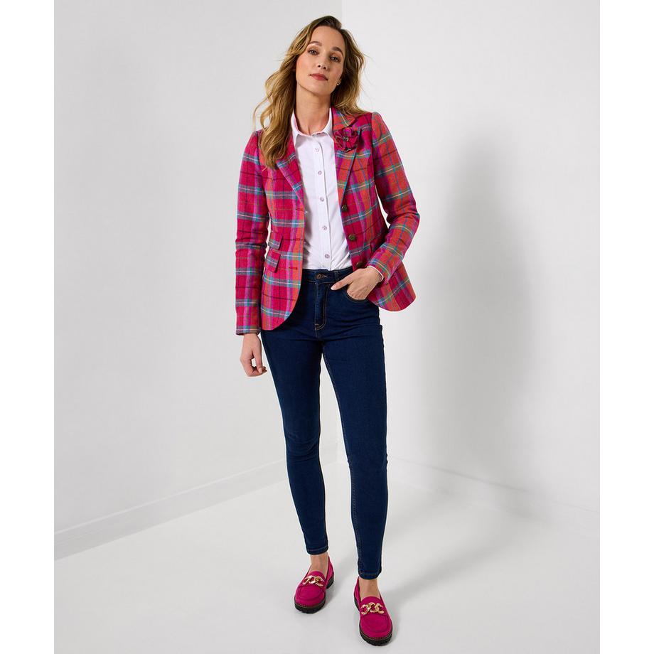 Joe Browns Einreihige Karierte Jacke mit Abnehmbarer Blume  