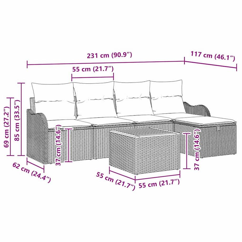 VidaXL Ensemble de canapés d'extérieur poly rattan  