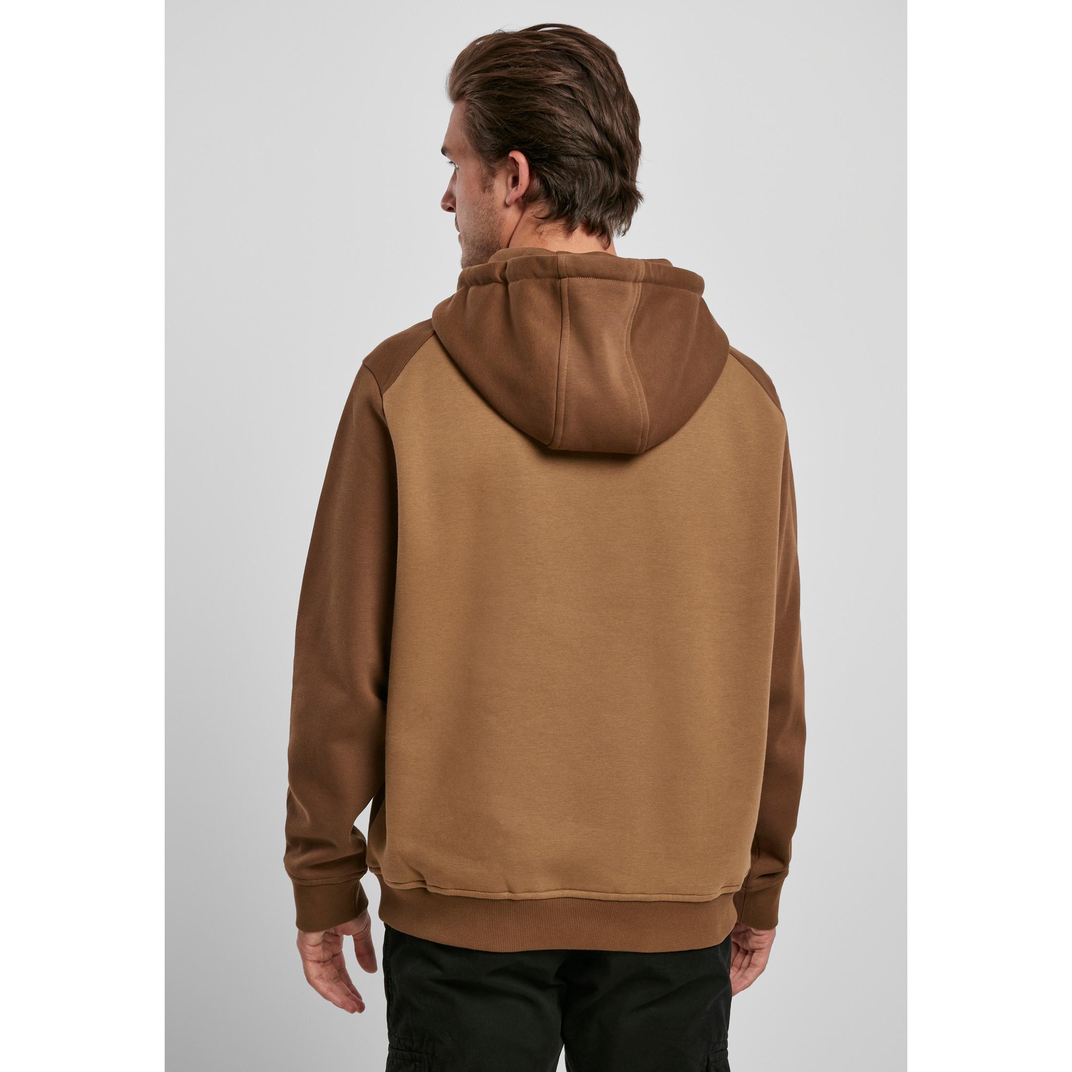 URBAN CLASSICS  felpa con cappuccio 2-tone fake raglan 