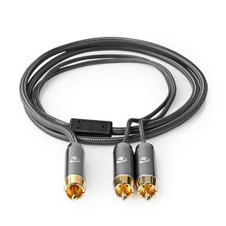 Nedis  subwoofer Cable | RCA Male | 2x RCA Male | Gold Plated | 3.00 m | Round | 4.5 mm | Grey / Grey With Metal | Carton avec fenêtre couverte 