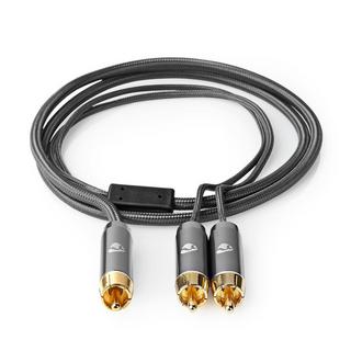 Nedis  Subwoofer-Kabel | Cinch-Stecker | 2x Cinch-Stecker | Vergoldet | 3,00 m | Rund | 4,5 mm | Grau / Grau mit Metall | Karton mit Sichtfenster 