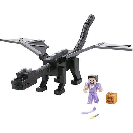 Mattel  GYR76 - Minecraft Enderdrache, 50 cm gross, und Steve-Figur mit Farbwechseleffekt 