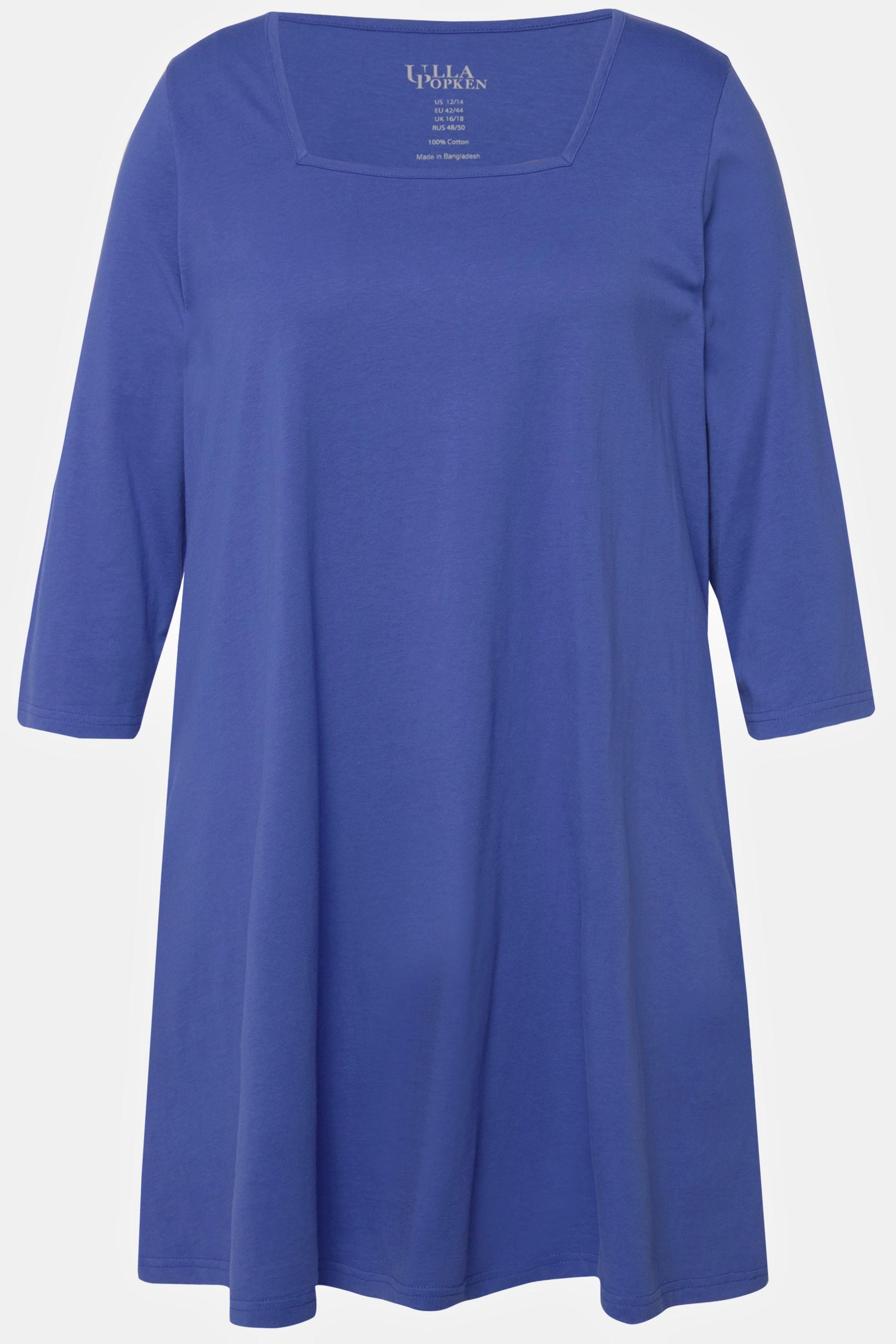 Ulla Popken  Longshirt, A-Linie, Carree-Ausschnitt, 3/4-Arm 