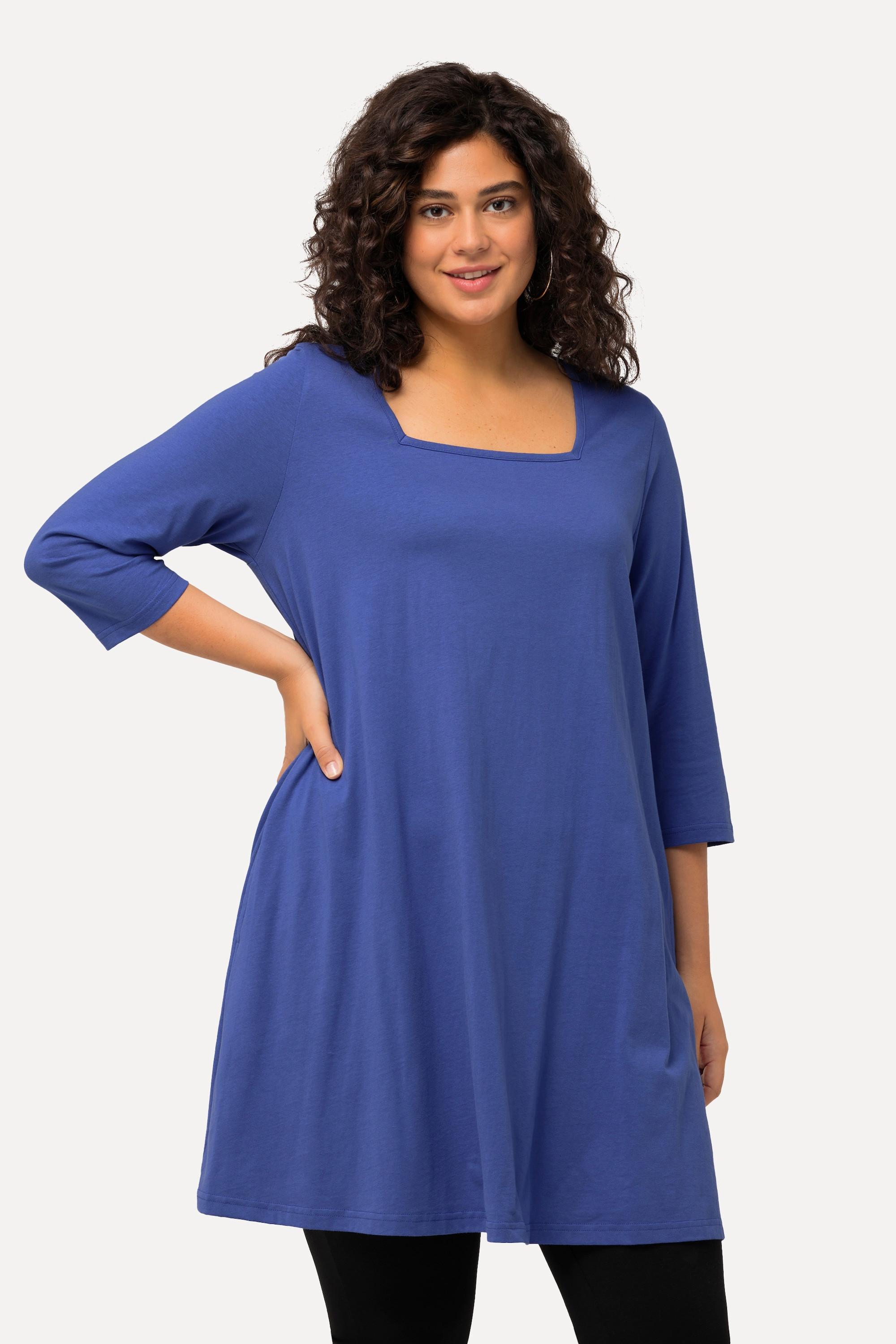 Ulla Popken  Longshirt, A-Linie, Carree-Ausschnitt, 3/4-Arm 