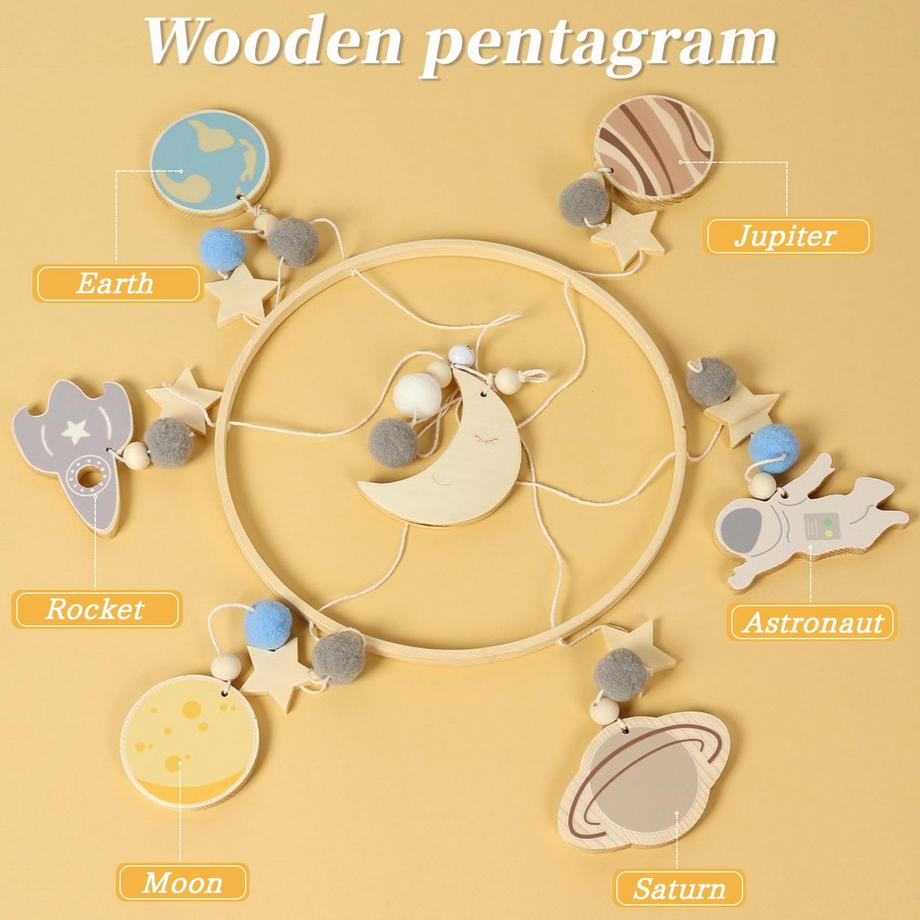 Activity-board  Baby-Mobile aus Holz für das Babybett, Windspiel für die Kinderzimmerdekoration 