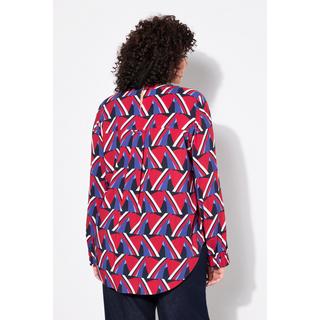 Ulla Popken  Blouse imprimé graphique, décolleté en V et manches 3/4 