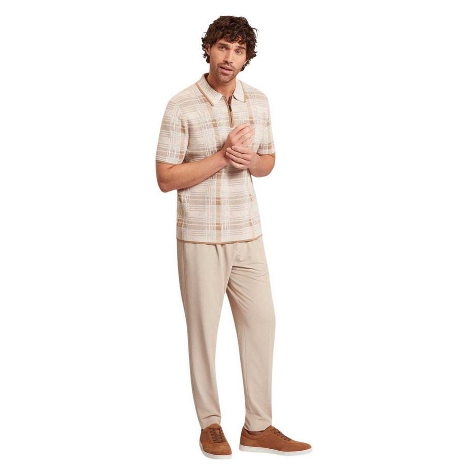 TED BAKER Polo à Carreaux avec Demi-Zip  