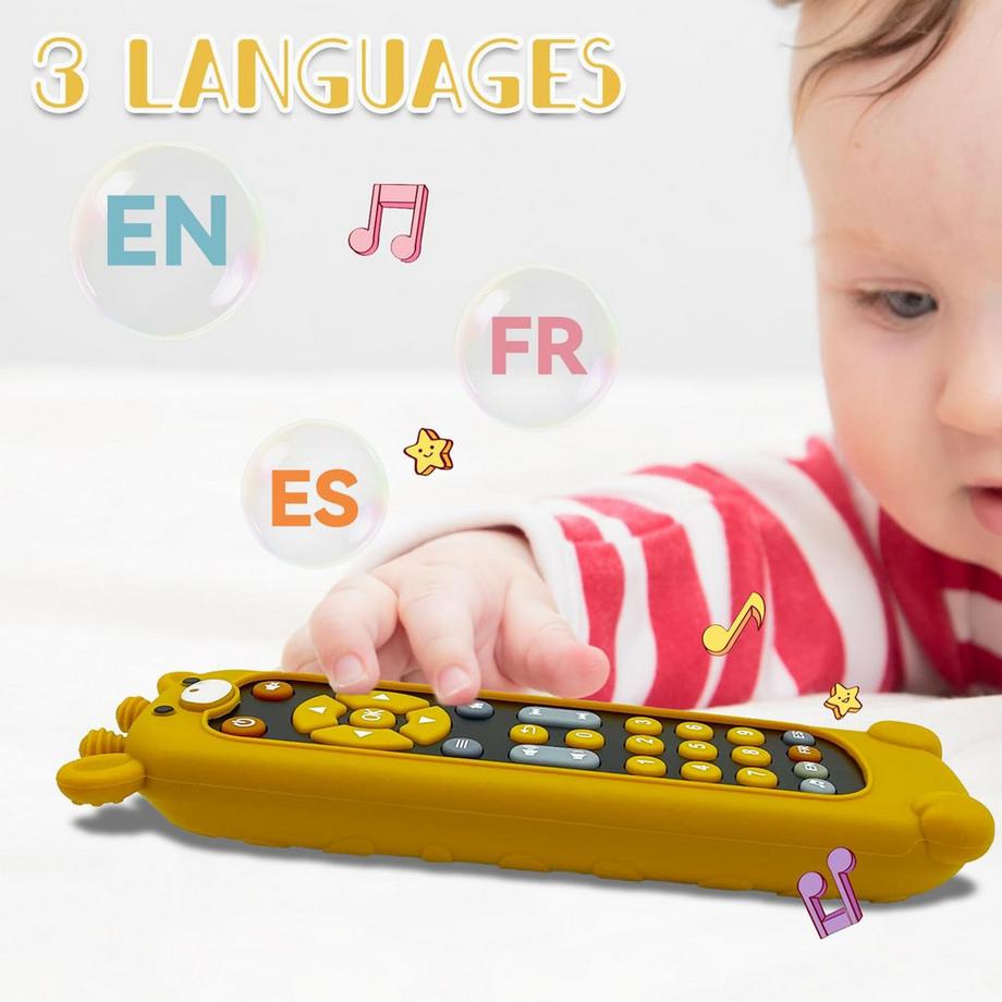 Activity-board  Jouet télécommandé pour bébé, jouets musicaux pour bébés avec anglais/français/espagnol, jouet éducatif avec chansons et sons 
