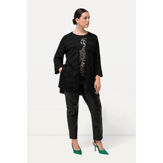 Ulla Popken  Jacquard-Strickjacke, Zebramuster, V-Ausschnitt 