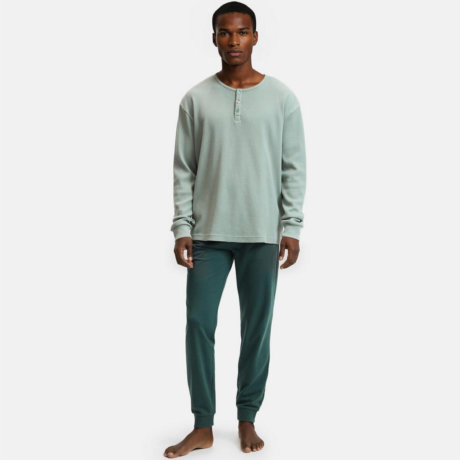 Pyjama t-shirt manches longues col tunisien en coton bio