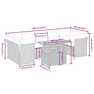 VidaXL Ensemble de canapés de jardin rotin synthétique  