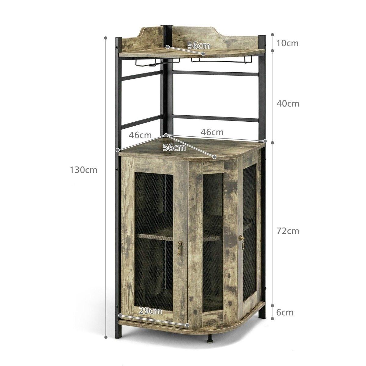 B2X Mobile vino mobile bar industriale con portabicchiere mobile cucina ad angolo 48 x 48 x 130 cm  