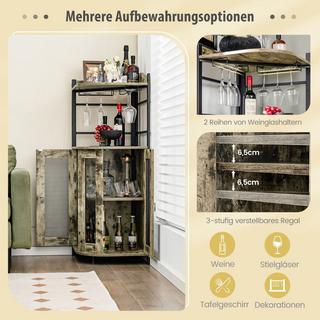 B2X Mobile vino mobile bar industriale con portabicchiere mobile cucina ad angolo 48 x 48 x 130 cm  