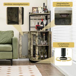 B2X Mobile vino mobile bar industriale con portabicchiere mobile cucina ad angolo 48 x 48 x 130 cm  