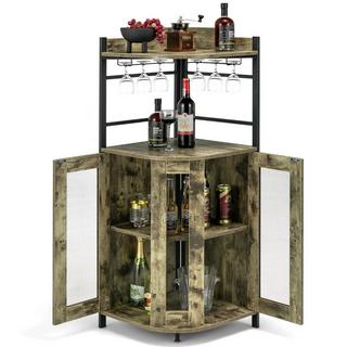 B2X Mobile vino mobile bar industriale con portabicchiere mobile cucina ad angolo 48 x 48 x 130 cm  