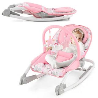B2X  Balançoire portable pliable 2 en 1 pour bébé avec dossier réglable à 3 niveaux rose 