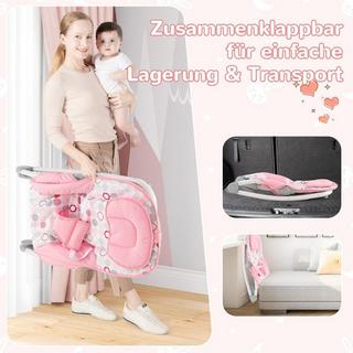 B2X  Balançoire portable pliable 2 en 1 pour bébé avec dossier réglable à 3 niveaux rose 
