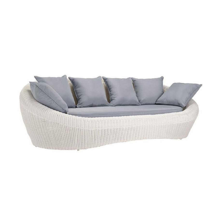 Canapé 3 places de jardin en résine tressée écru WHITEHEAVEN