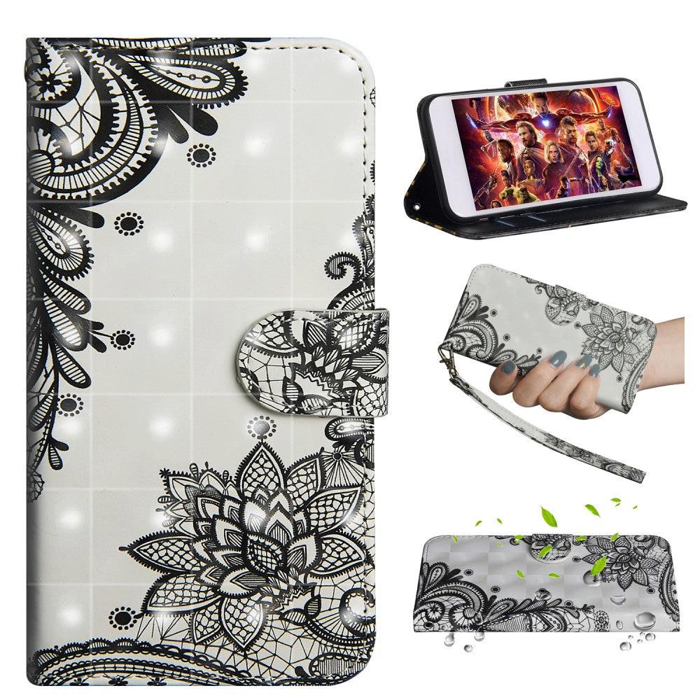 Cover-Discount  Huawei P30 Lite - Etui en cuir fleur effet paillettes noir 