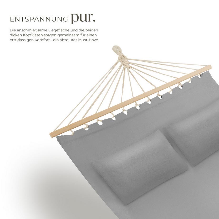 Tectake Hängematte Eden mit Spreitzstäben, für 2 Personen strapazierfähiger Stoff  