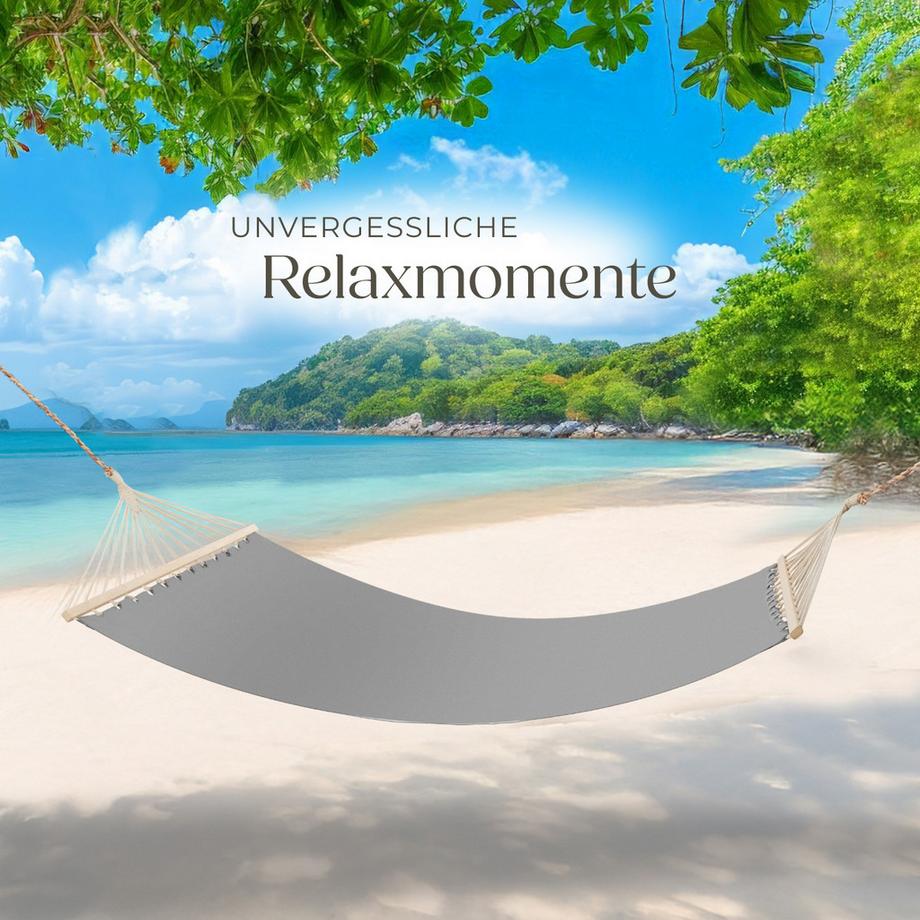 Tectake Hängematte Eden mit Spreitzstäben, für 2 Personen strapazierfähiger Stoff  