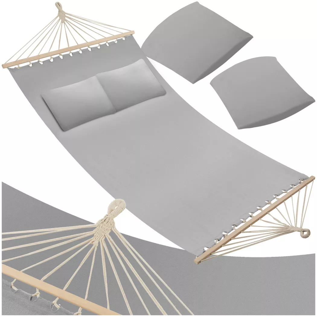 tectake® Hängematte, mit Spreitzstäben, für 2 Personen, Belastbarkeit 240 kg, 230 x 145 cm