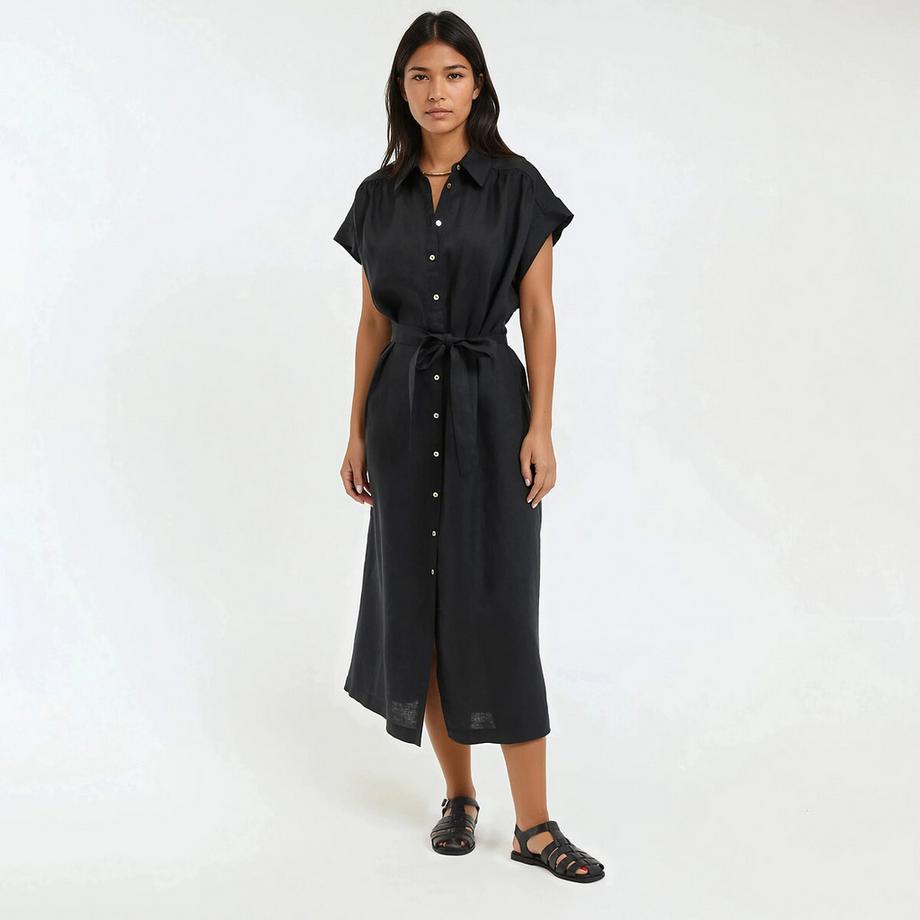 Leinen-Kleid HELOÏSE mit kurzen Ärmeln