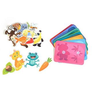 Montessori  Wer isst was? Who eats what? - Lernspiel für Kinder, Karten mit Klettverschluss 