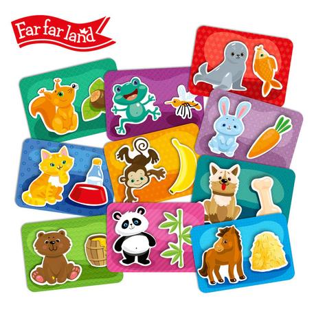 Montessori  Chi mangia cosa? - Gioco educativo per bambini, carte con chiusura velcro Montessori 