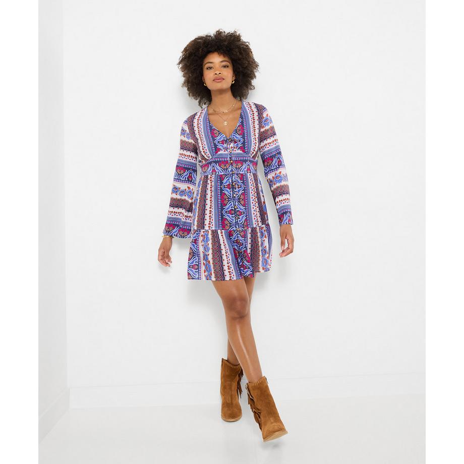 Joe Browns Bedrucktes Tunika-Kleid mit ausgestellten Ärmeln im Boho-Stil  