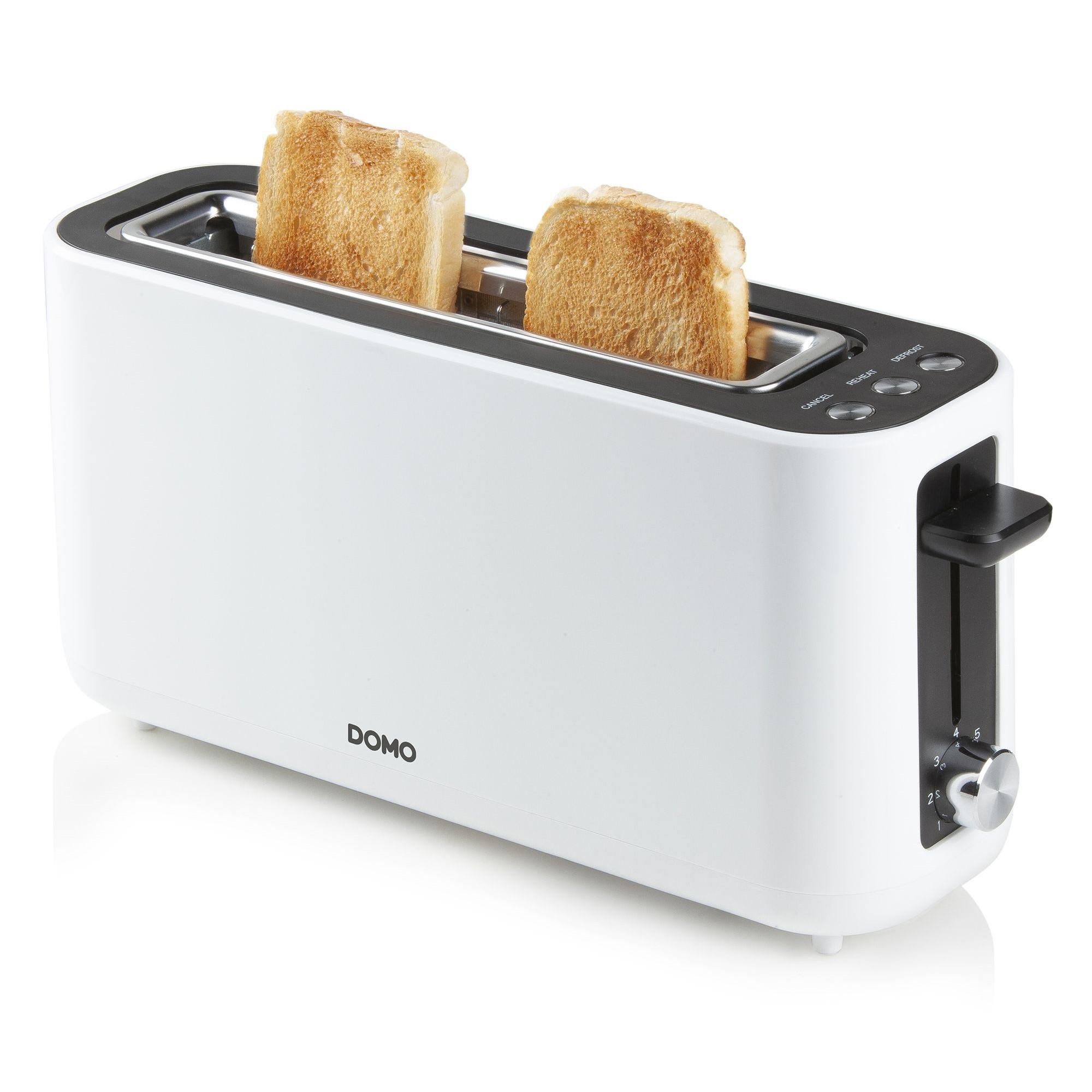 DOMO Toaster stufenloser Temperaturregler, Cool-Touch-Gehäuse Weiß  