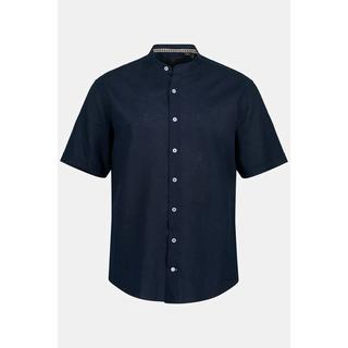 JP1880  Camicia con lino, mezze maniche, colletto alla coreana e vestibilità moderna 