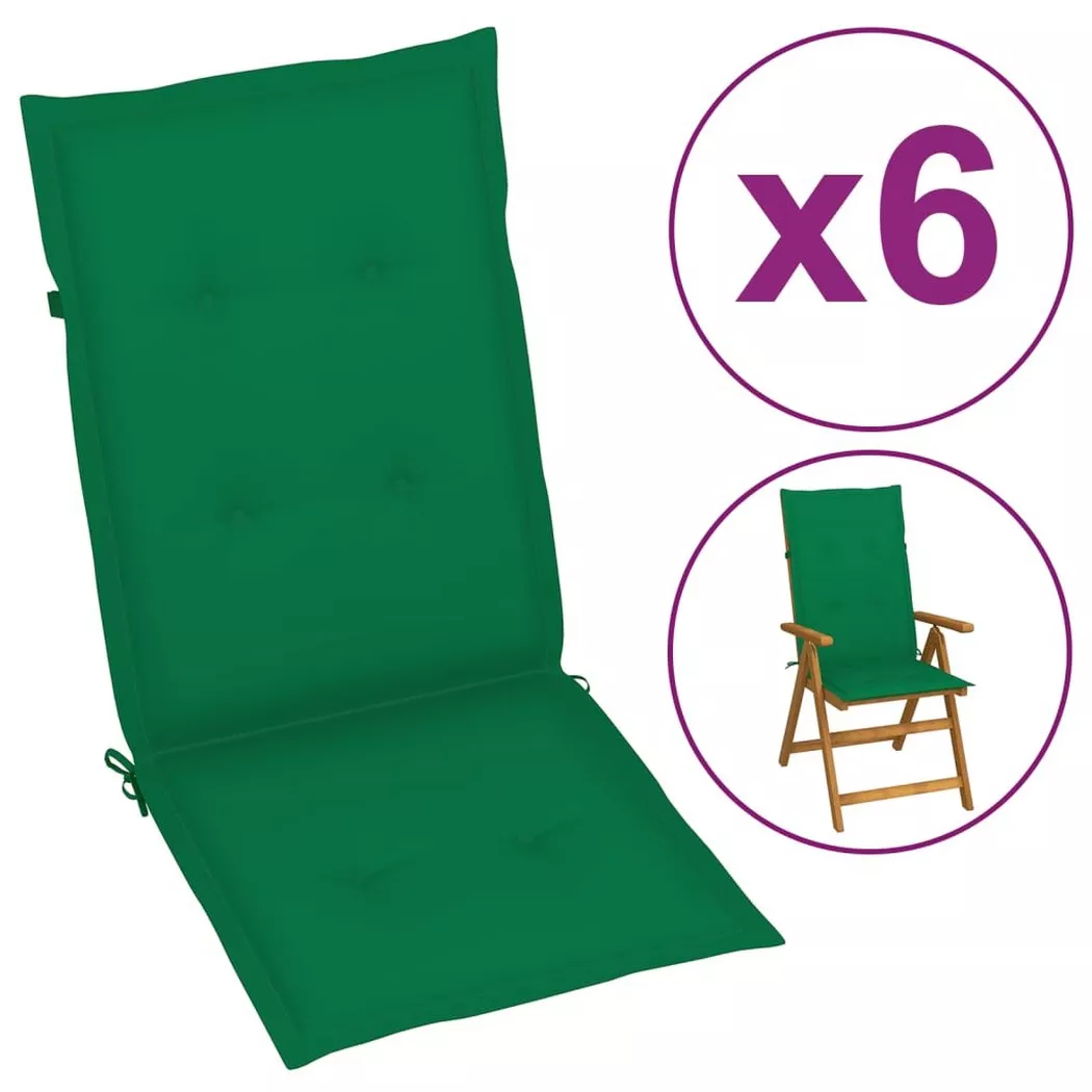 VidaXL - Coussins de chaise de jardin 6 pcs tissu, One Size, Vert