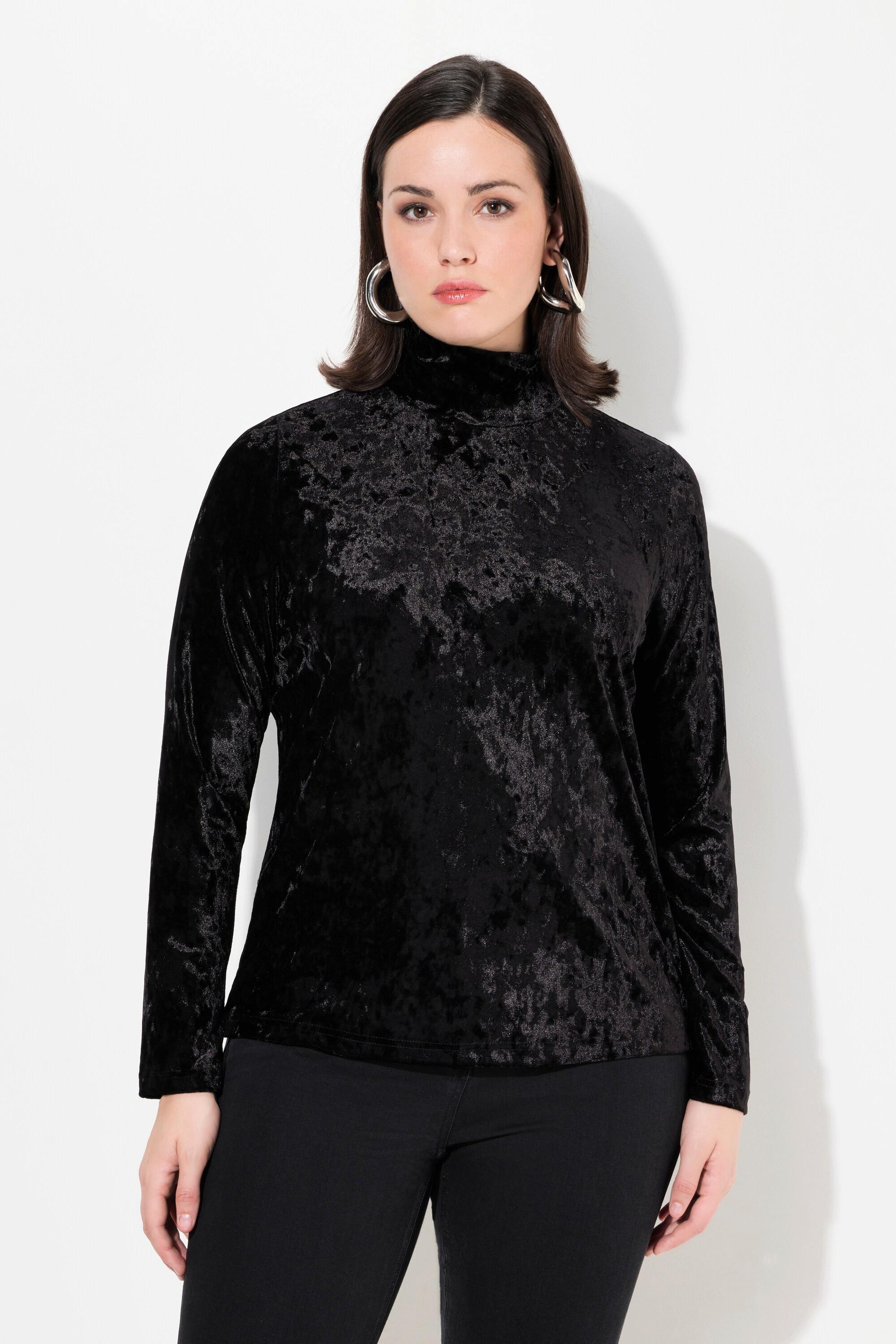 Ulla Popken Velluto Slim Fit Maniche Lunghe Collo Alto Maglia  