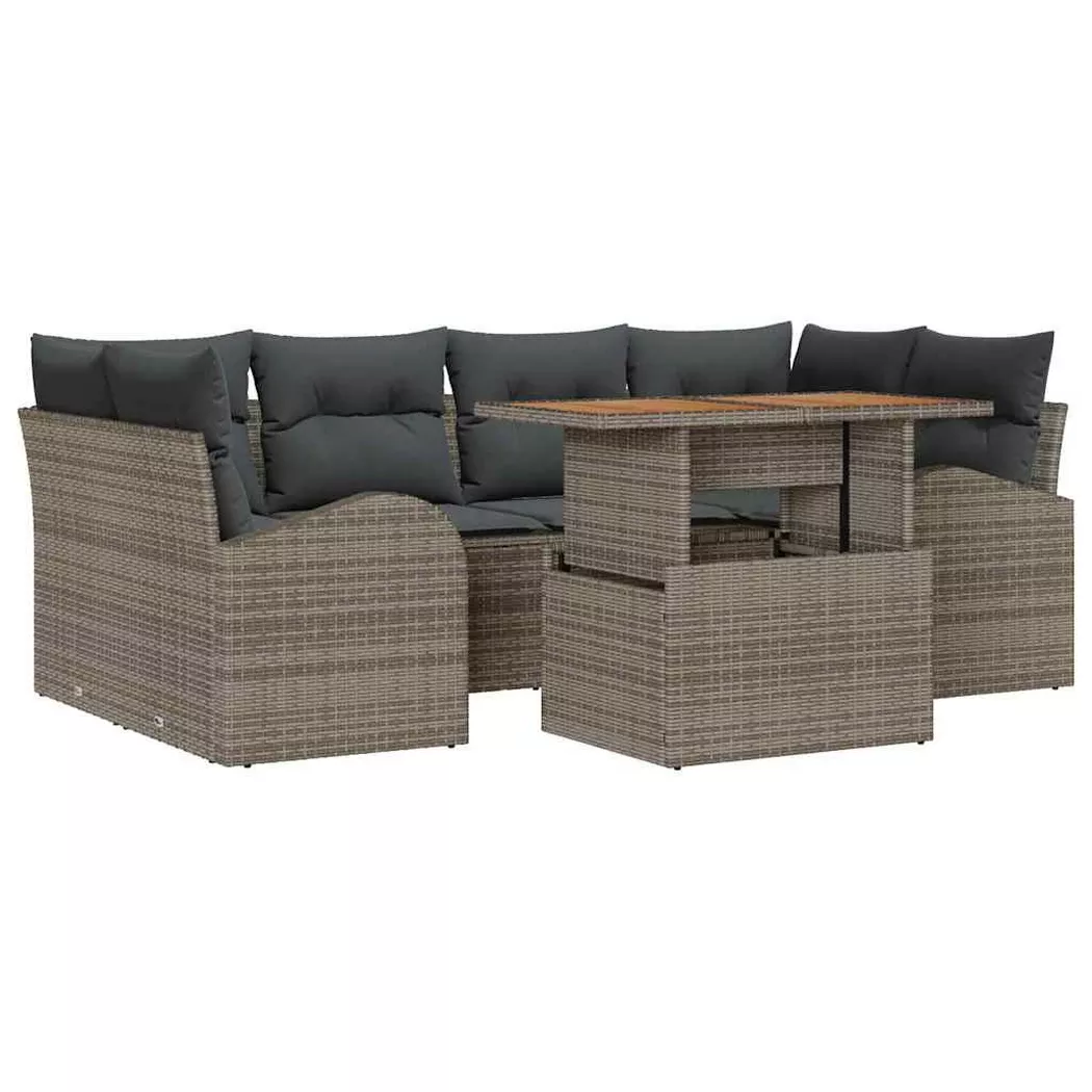 vidaXL Ensemble de canapé de jardin 7 pc Gris Poly rotin