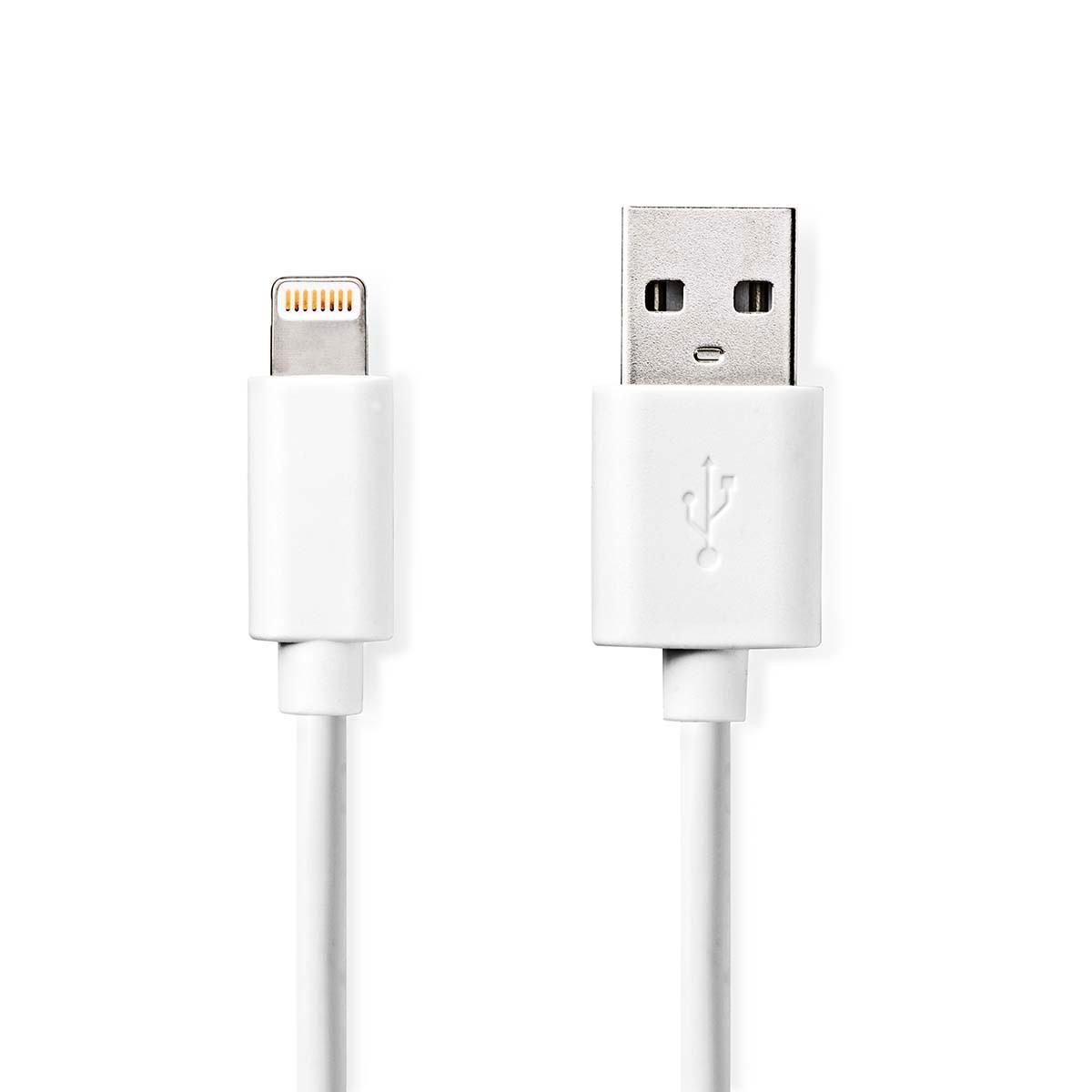 Nedis  Cavo Lightning | USB 2.0 | Apple Lightning, 8-pin | USB-A Maschio | 480 Mbps | Nichelato | 2,00 m | Rotondo | PVC | Bianco | Scatola 