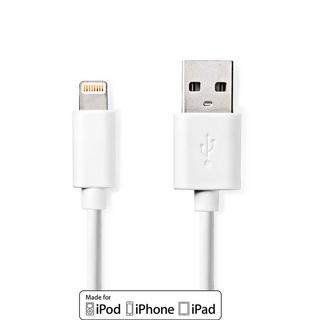 Nedis  Cavo Lightning | USB 2.0 | Apple Lightning, 8-pin | USB-A Maschio | 480 Mbps | Nichelato | 2,00 m | Rotondo | PVC | Bianco | Scatola 