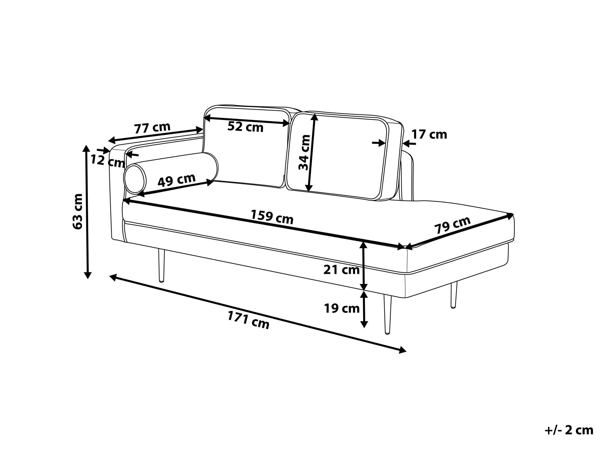 Beliani Chaise longue versione sinistra en Velluto Moderno MIRAMAS  