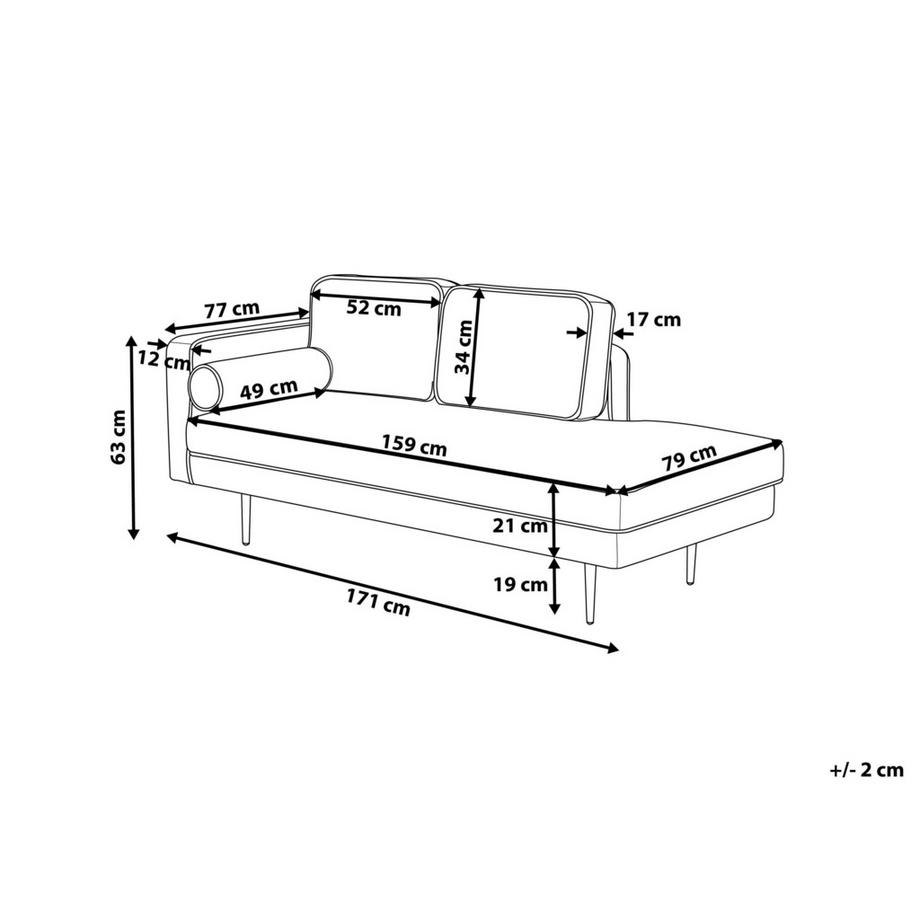 Beliani Chaise longue versione sinistra en Velluto Moderno MIRAMAS  
