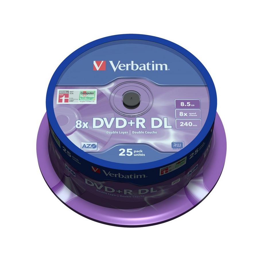 Verbatim  Verbatim DVD+R Double Layer 8x Matt Silver 25pk Spindle 8,5 GB DVD+R DL 25 Stück(e) 