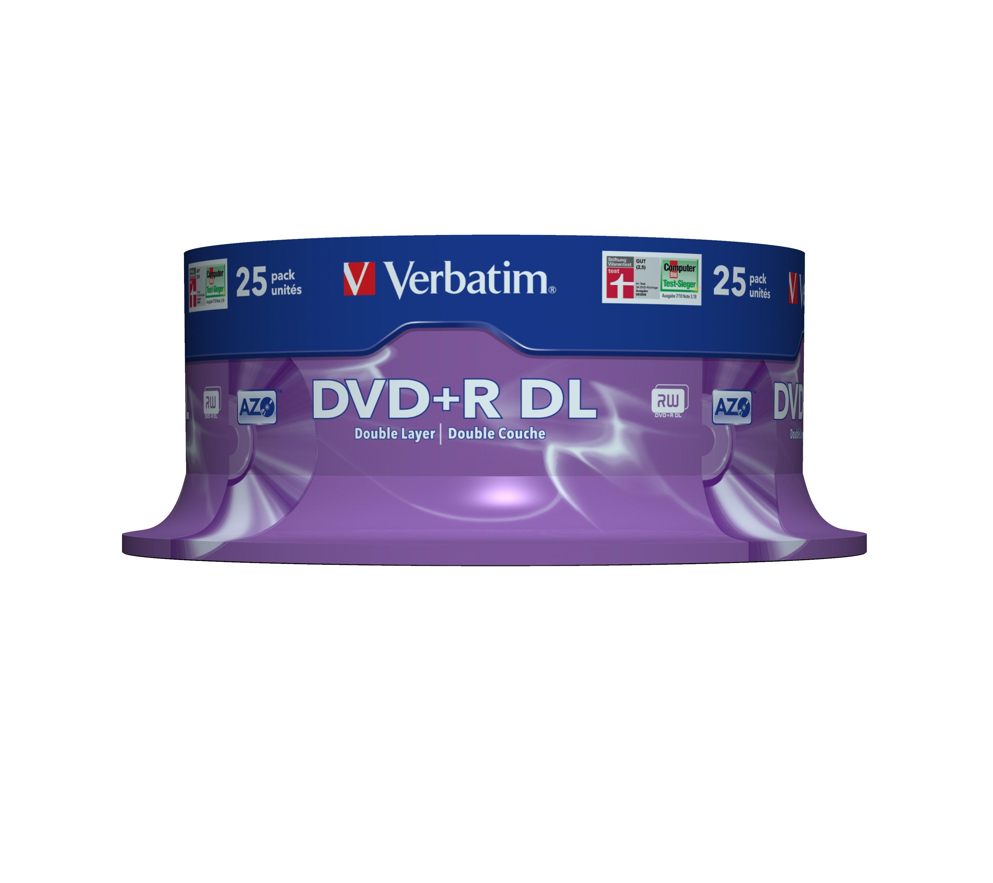 Verbatim  Verbatim DVD+R Double Layer 8x Matt Silver 25pk Spindle 8,5 Go DVD+R DL 25 pièce(s) 