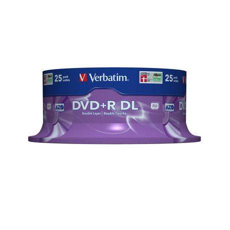 Verbatim  Verbatim DVD+R Double Layer 8x Matt Silver 25pk Spindle 8,5 GB DVD+R DL 25 Stück(e) 
