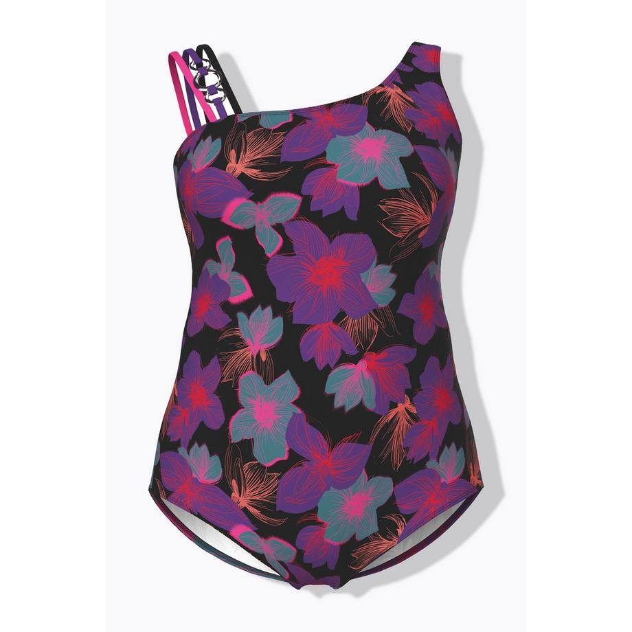 Ulla Popken Badeanzug Blüten Softcups Zierring Recycelt  