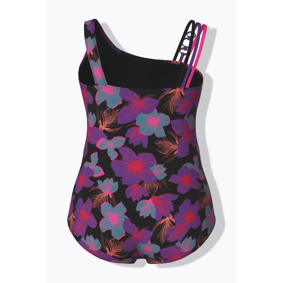 Ulla Popken Badeanzug Blüten Softcups Zierring Recycelt  