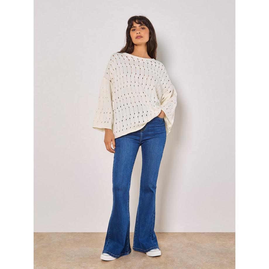 APRICOT Pointelle Pullover mit Glockenärmeln  