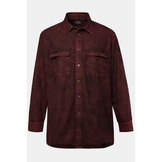 Sthuge  Camicia di jeans STHUGE dalla vestibilità moderna con denim colorato, maniche lunghe e colletto ad apertura inglese rosso scuro 