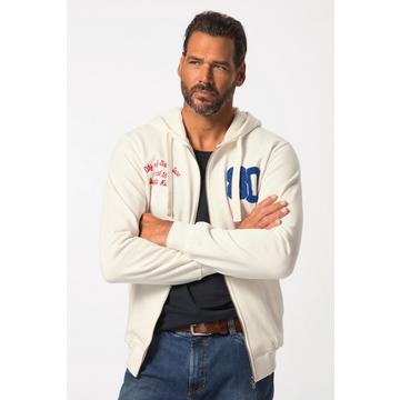 Giacca con cappuccio, zip, applicazioni e tasca a marsupio, fino alla tg. 8XL