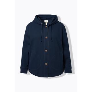 Ulla Popken Veste à capuche en molleton texture gaufrée coton bio  