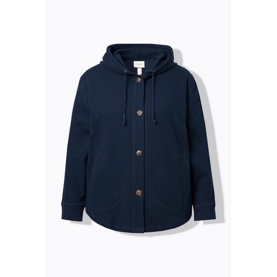 Ulla Popken Sweatjacke Waffelstruktur Kapuze Biobaumwolle  