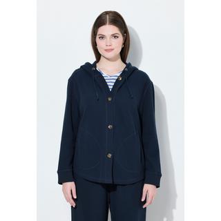 Ulla Popken Veste à capuche en molleton texture gaufrée coton bio  